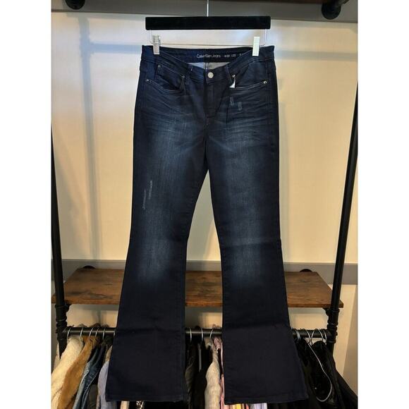 Calvin Klein Women's Jeans Flare Mid-Rise Y2K Dark Wash Size 30 Retro Clean Corp - Picture 5 of 5